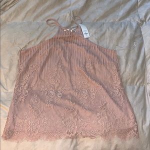 High neck tan lace tank new!